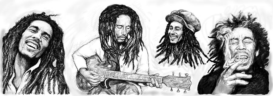 bob marley drawing outline