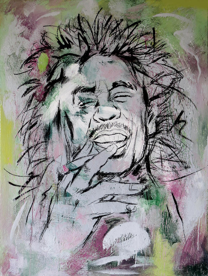 Portrait Painting - Bob Marley art painting sketch poster by Kim Wang