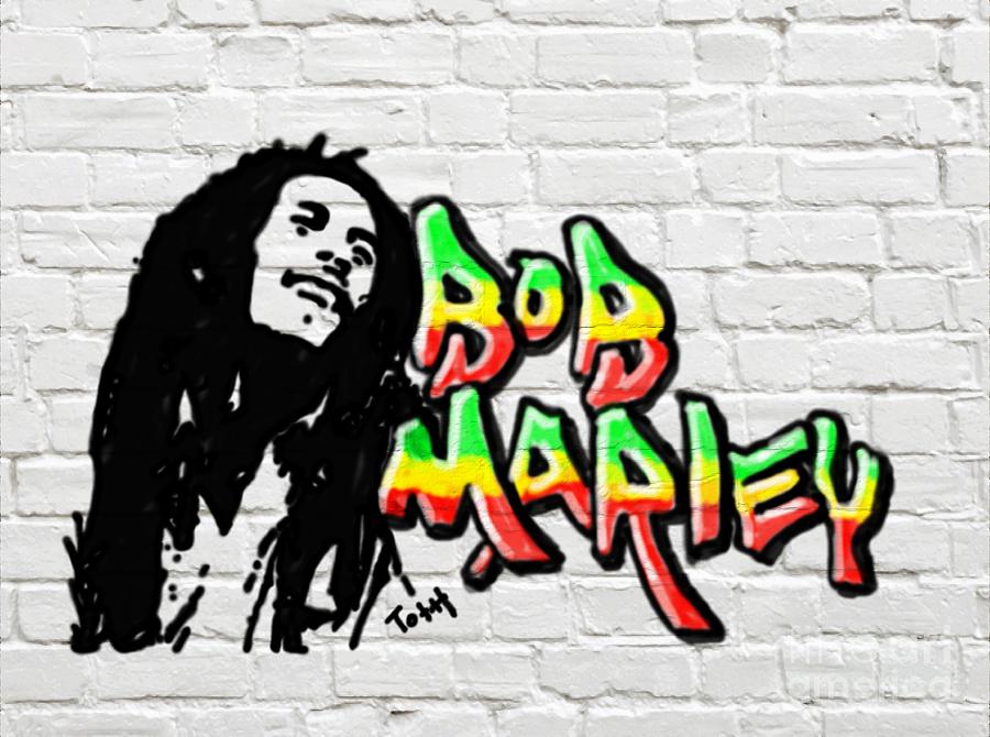 Bob Marley Graffiti 2 Digital Art by Laura Toth