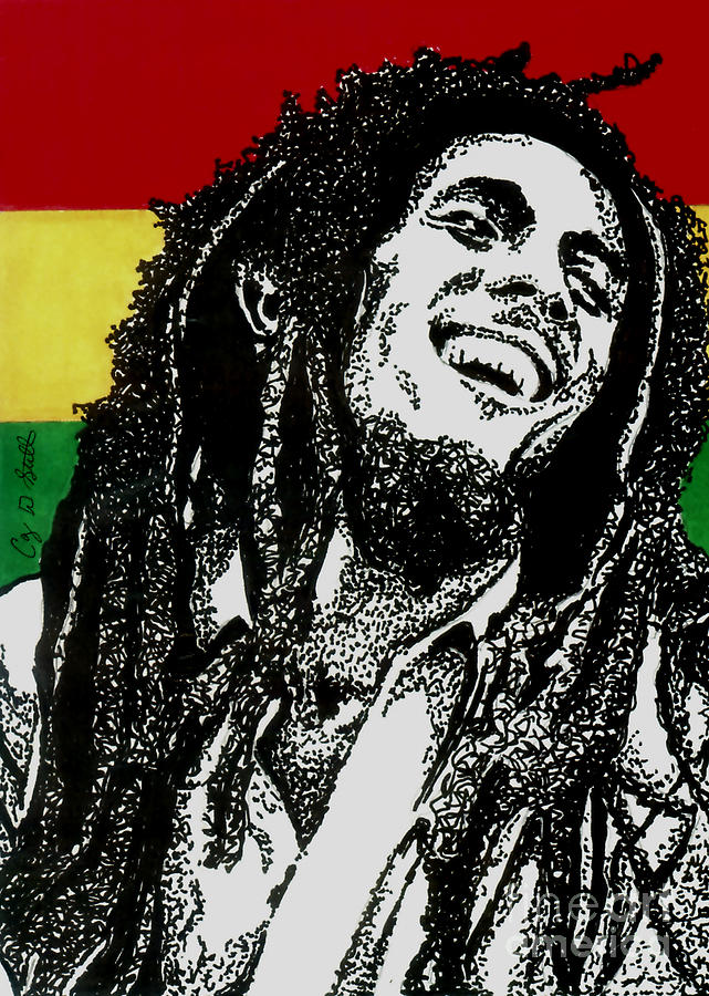 Bob Marley-Laughing Drawing by Cory Still