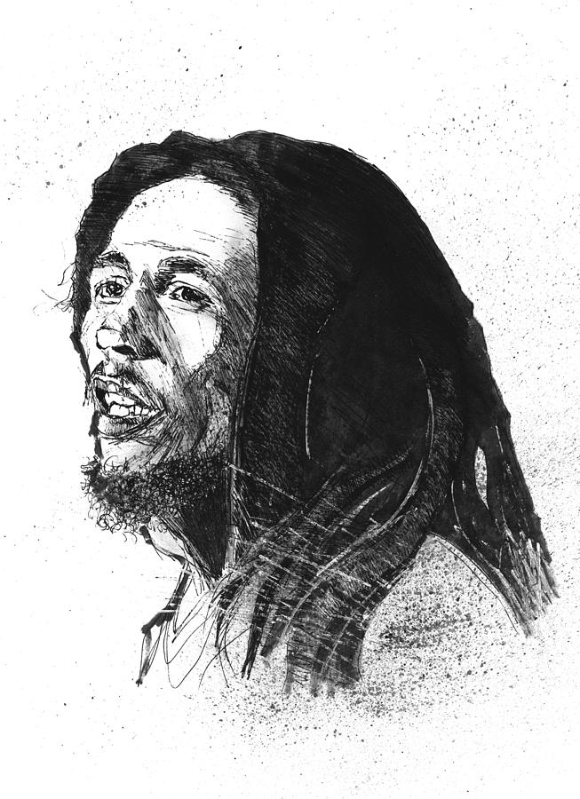 Music Drawing - Bob Marley by Luke Forster