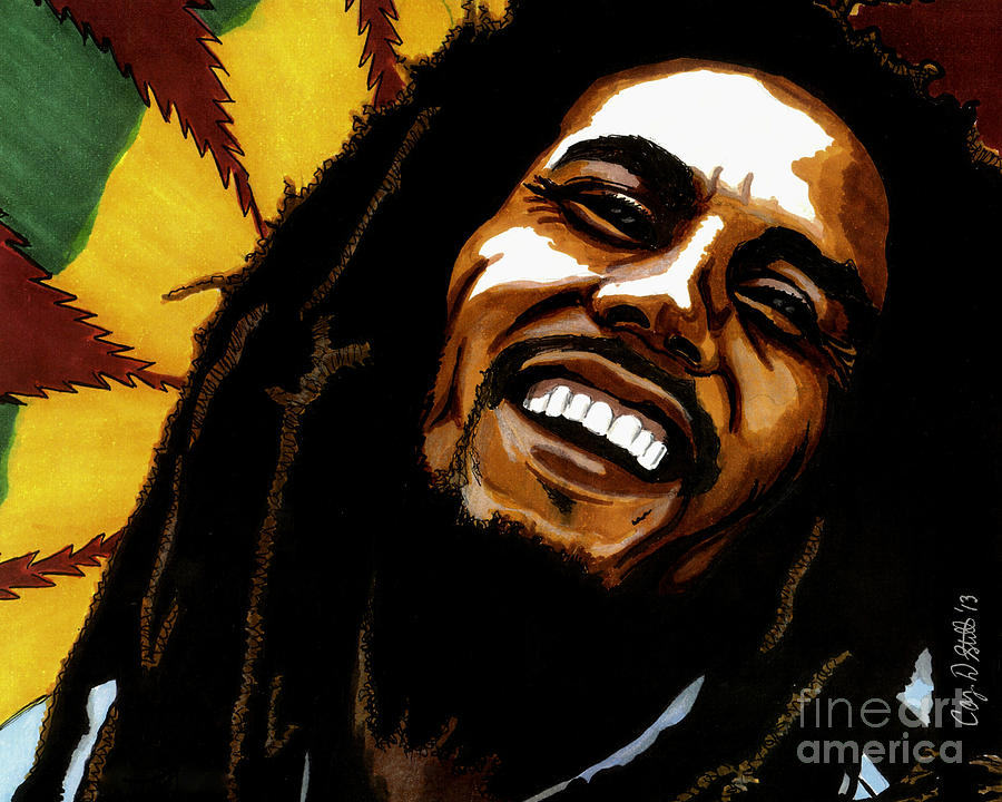 Bob Marley Rastafarian Drawing by Cory Still