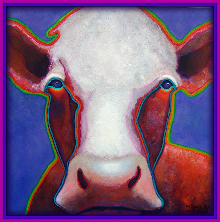 Bob the electrifying cow.  Painting by MarvL Roussan