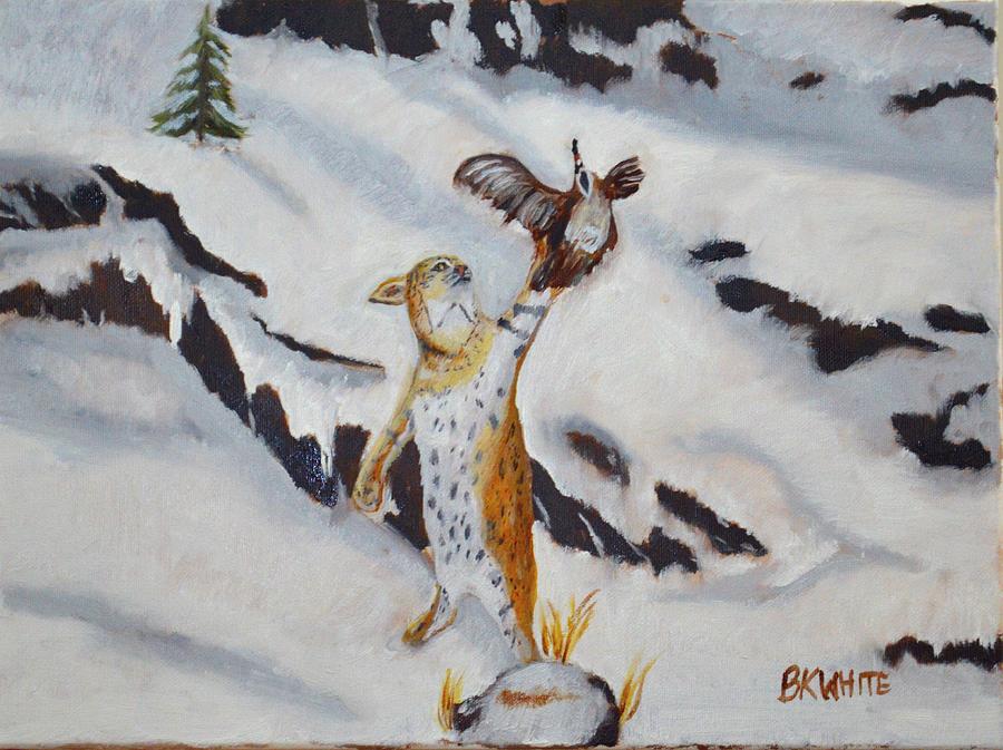 Bobcat On The Hunt Painting by Brian White