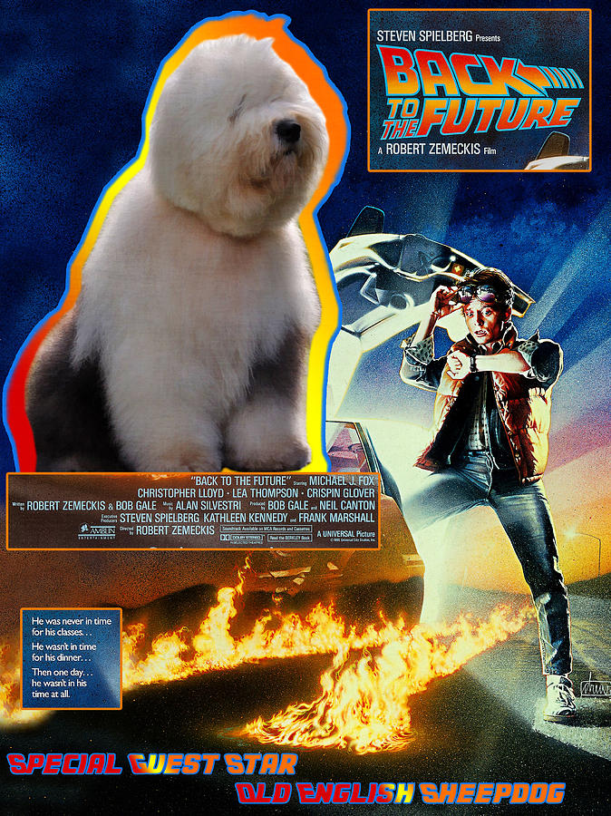 Back To The Future Painting - Bobtail - Old English Sheepdog Art Canvas Print - Back to the Future Movie Poster by Sandra Sij
