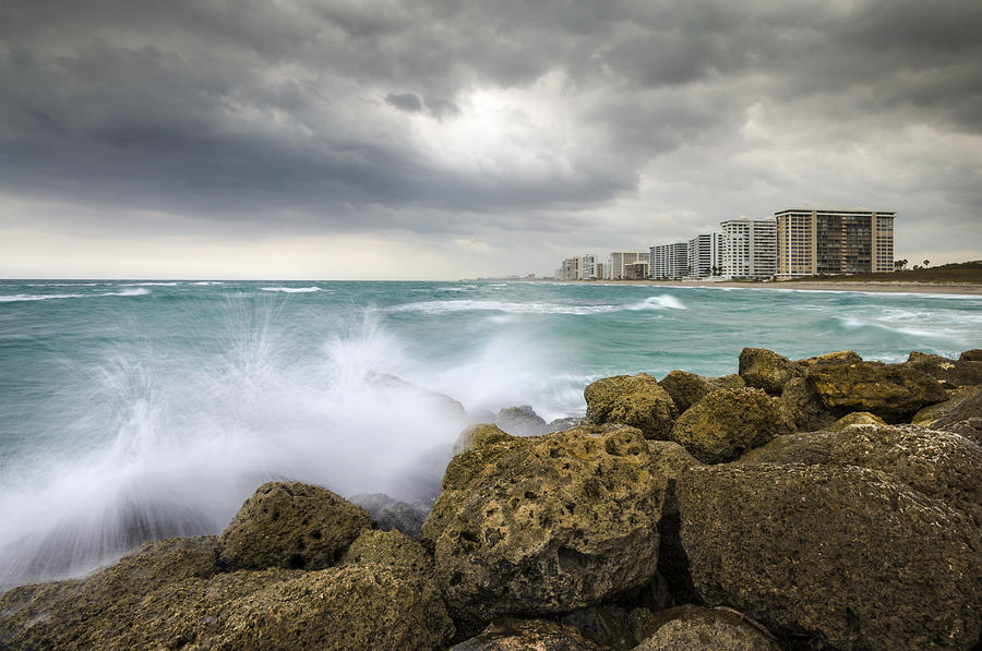 Boca Raton Florida Stormy Weather - Beach Waves Photograph by Dave Allen