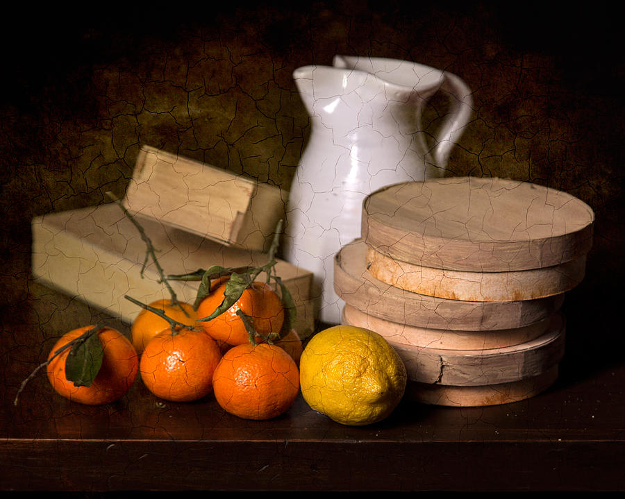 Still Life Photograph - Bodegon with Jalea boxes - citrus and Jar by Levin Rodriguez