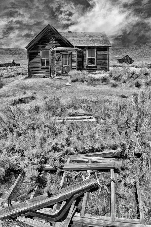 Bodie Cabin Black And White Photograph by Blake Richards
