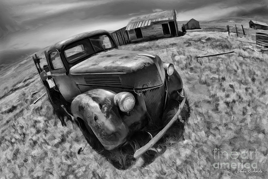 Bodie Ford Fisheye View Black And White Photograph by Blake Richards