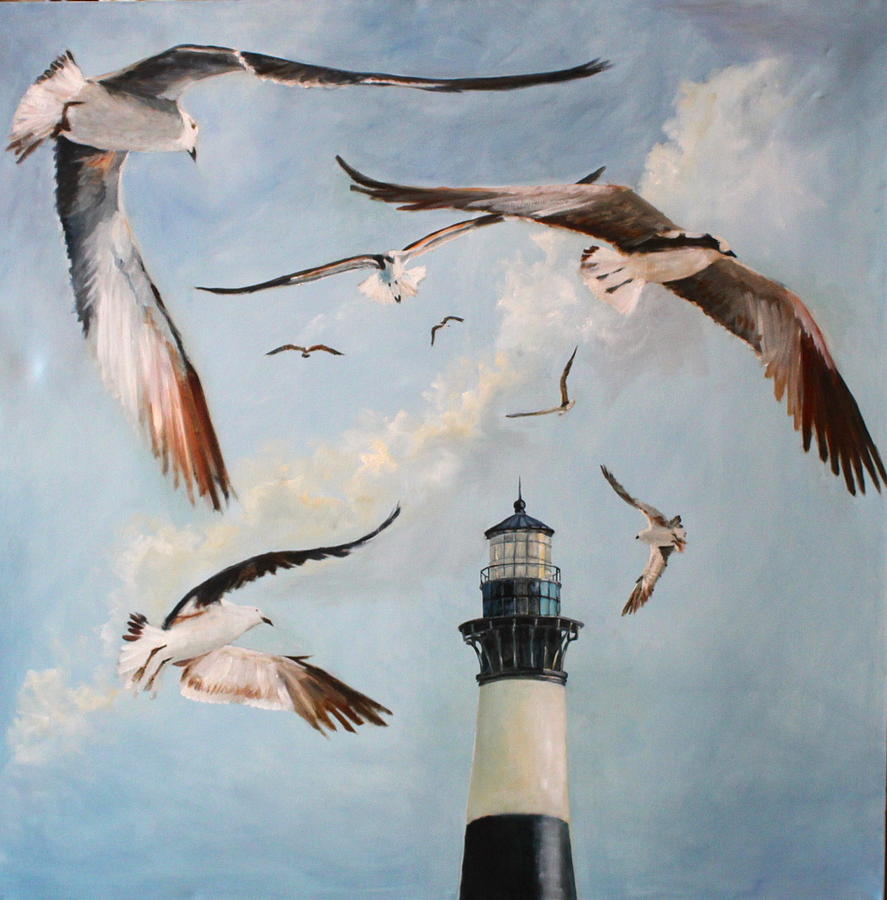 Bodie Island Fly By Painting by Karen Langley