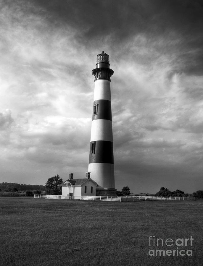 Bodie Island Lighthouse 2 BW Photograph by Mel Steinhauer