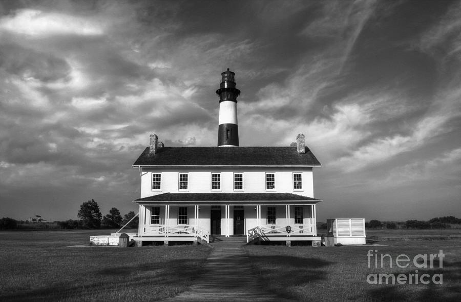 Lighthouse Photograph - Bodie Island Lighthouse 3 BW by Mel Steinhauer
