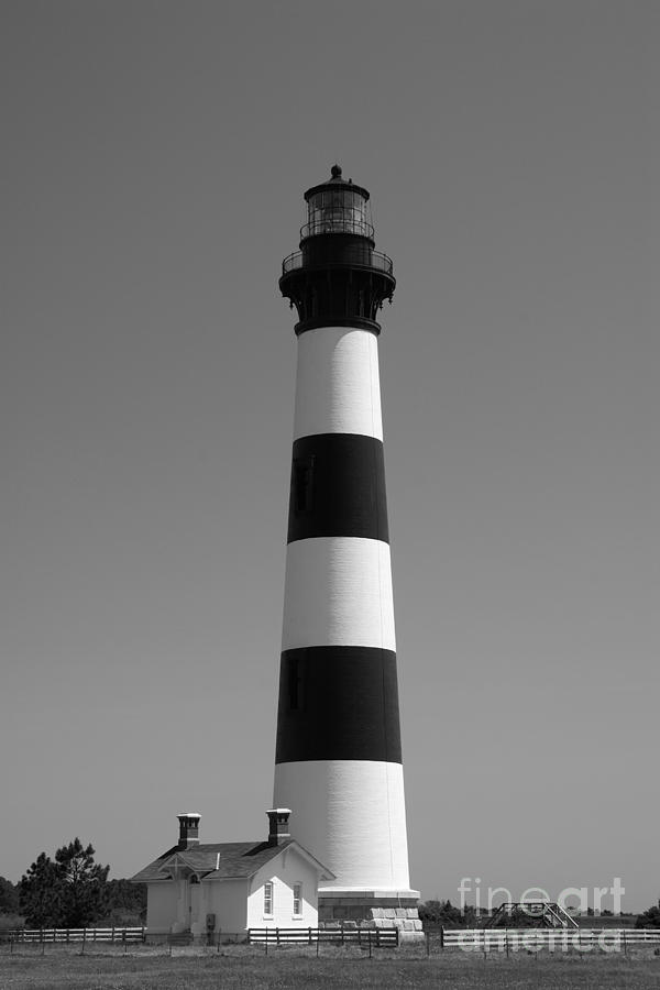 Bodie Island Lighthouse In Black And White Photograph