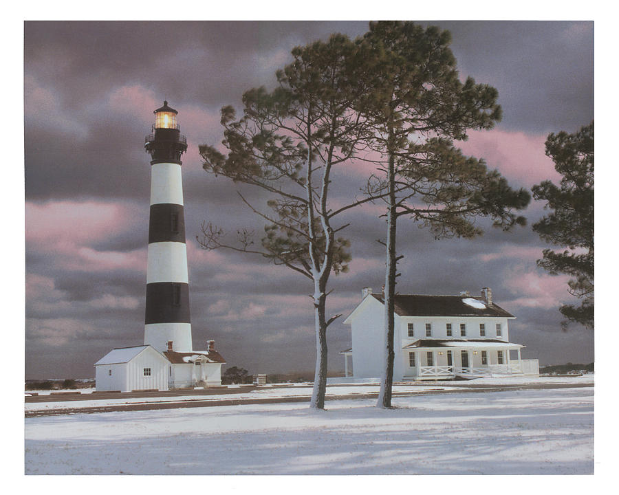 Landscape Photograph - Bodie Island Lighthouse in the Snow by Bruce Roberts