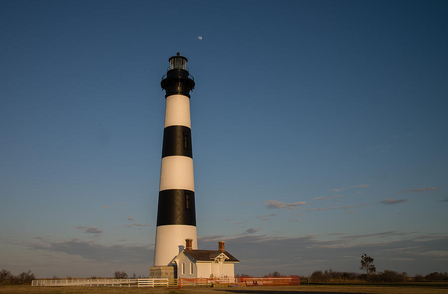 Bodie Island Lighthouse Moon Photograph by Stacy Abbott