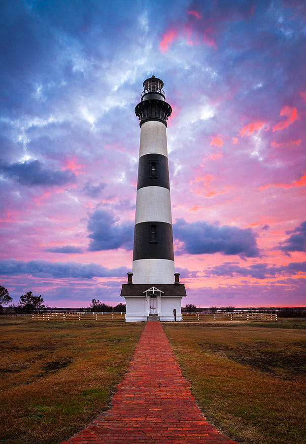 Lighthouse Photograph - Bodie Island Lighthouse Sunrise OBX Outer Banks NC - The Gatekeeper by Dave Allen