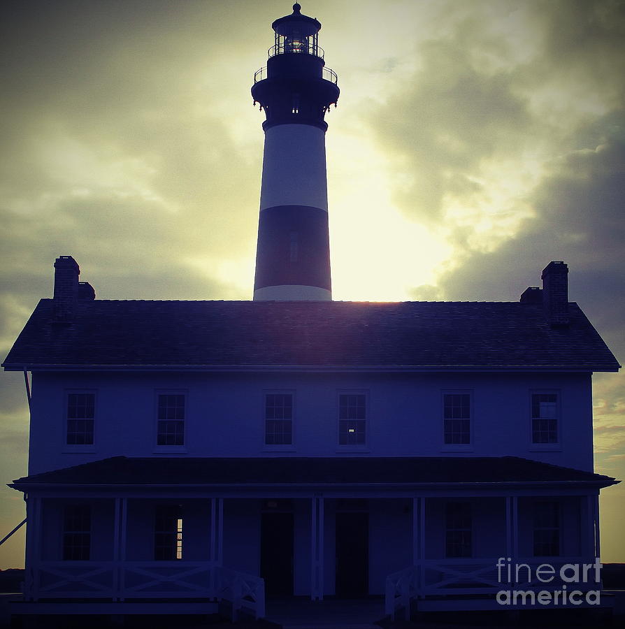 Lighthouse Photograph - Bodie Light and Keepers Quarters by Cathy Lindsey