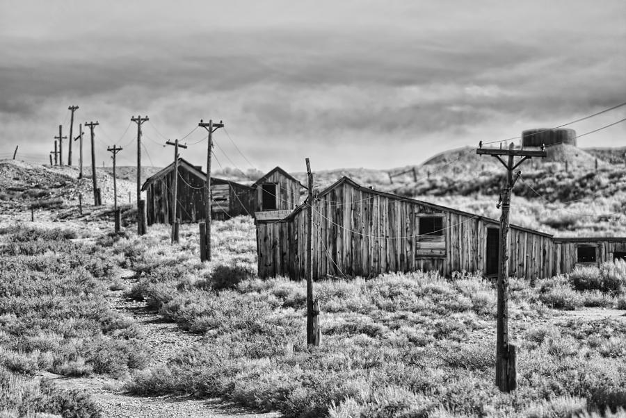 Vintage Photograph - Bodie Power Lines in Black and White by Leah McDaniel