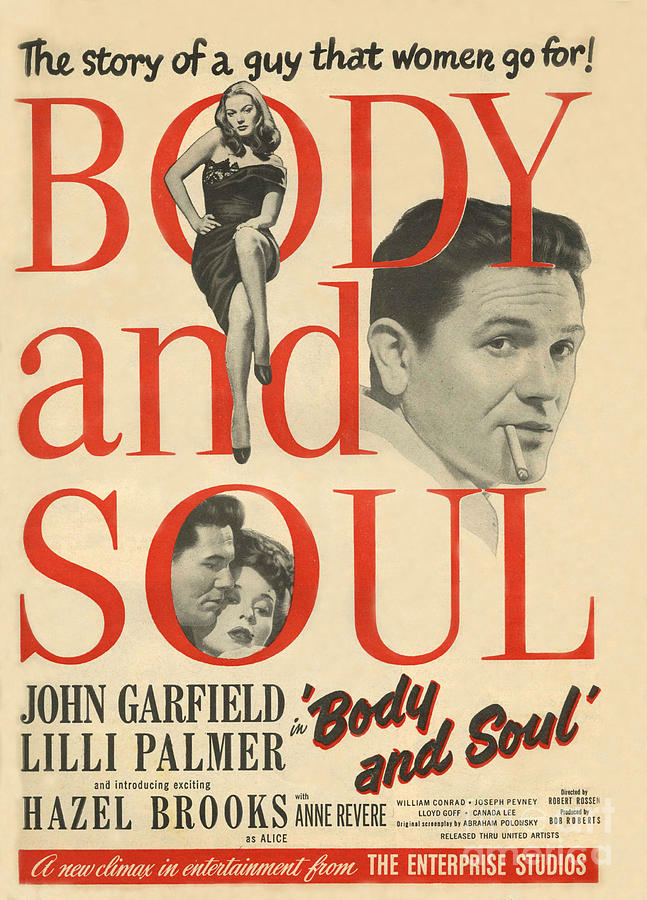 Movie Drawing - Body And Soul 1947 1940s Uk John by The Advertising Archives