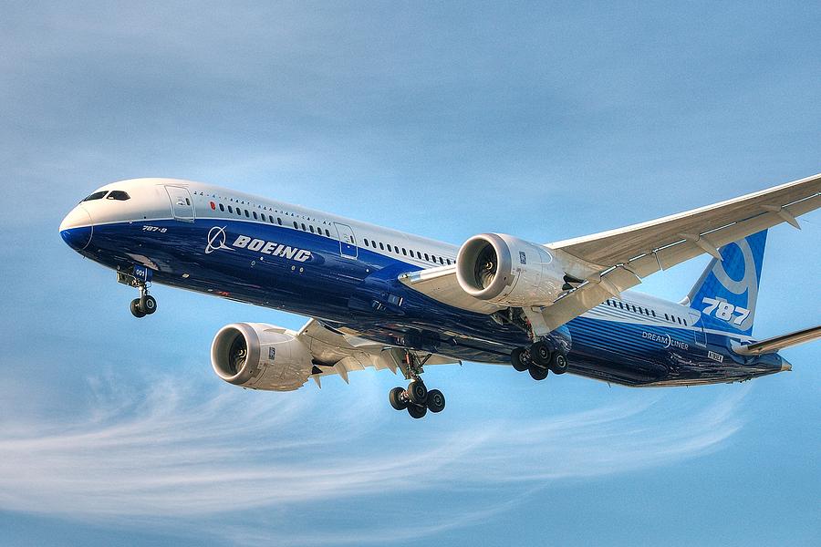 Jet Photograph - Boeing 787-9 wispy by Jeff Cook