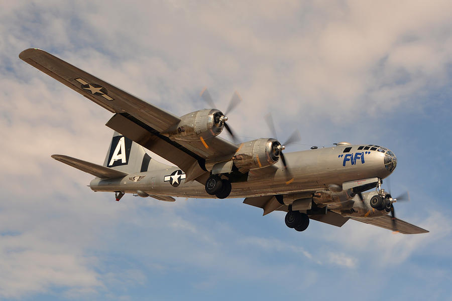 Boeing B-29 Superfortress N529B Fifi Landing Deer Valley Airport Arizona February 26 2015 Photograph by Brian Lockett