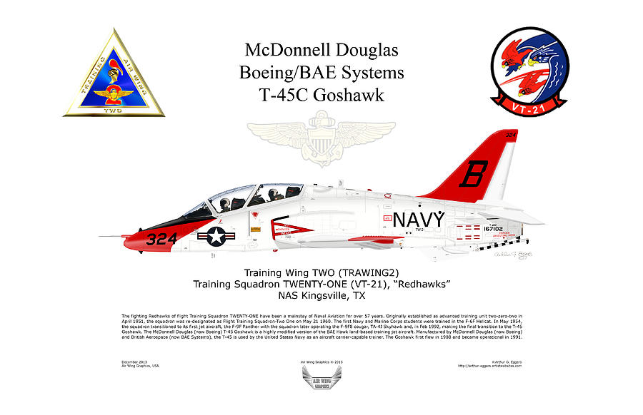 Boeing BAE Systems T-45C Goshawk VT21 Digital Art by Arthur Eggers