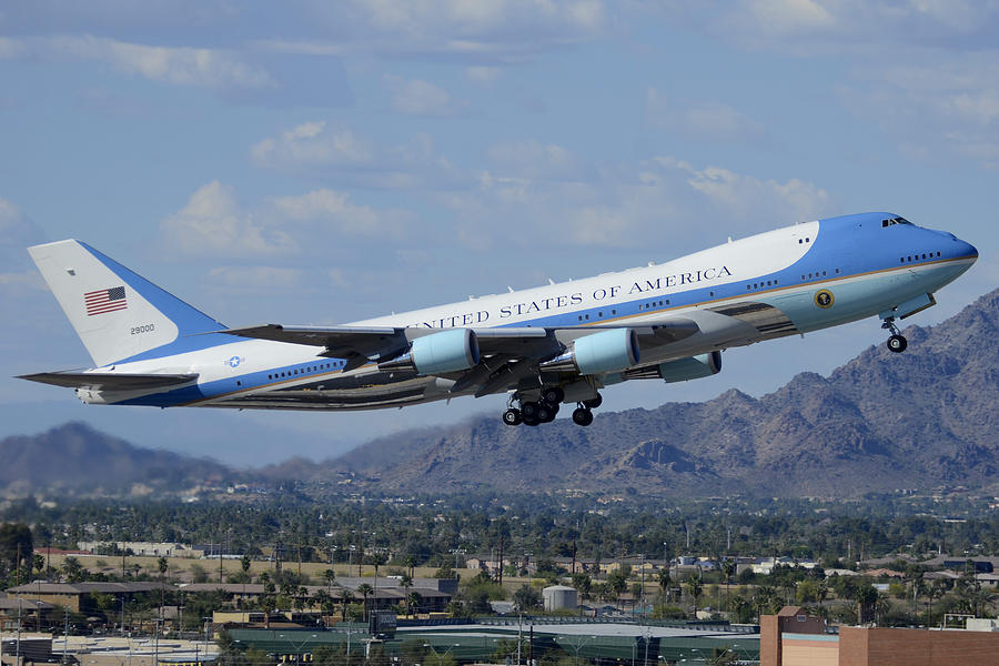 Air Force One Boeing VC-25A 92-9000 Taking Off Phoenix Sky Harbor March 13 2015 Photograph by Brian Lockett