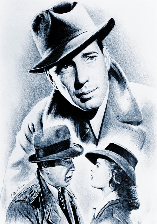Bogart silver screen Drawing by Andrew Read