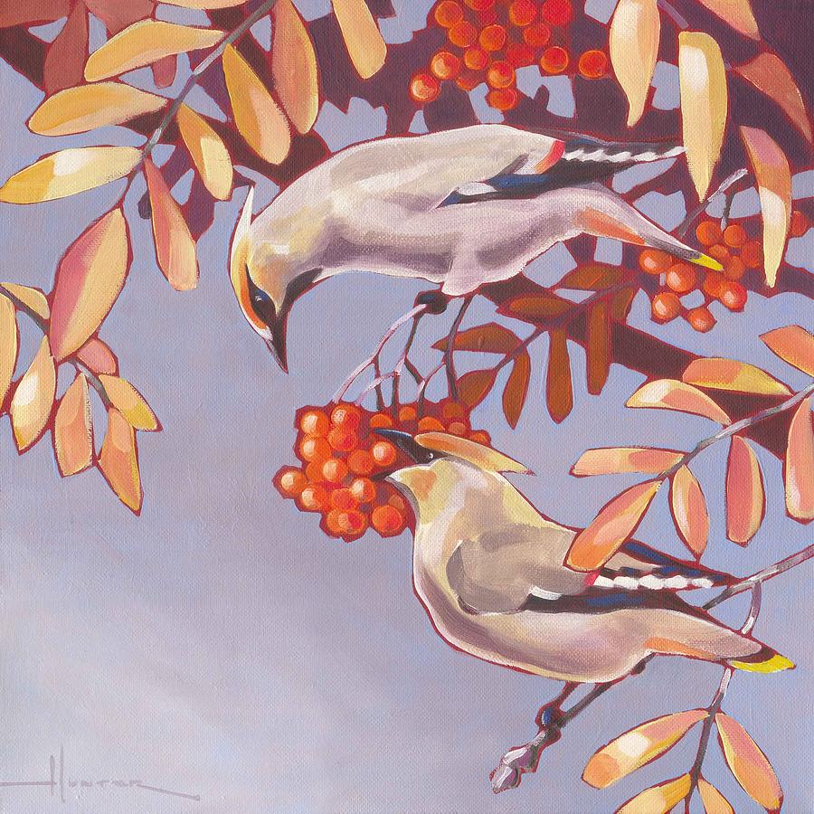 Bohemian Waxwings Photograph by Larry Hunter