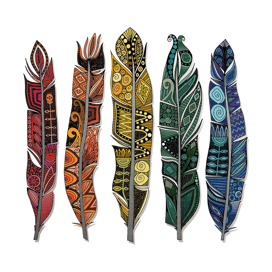 Boho Feathers Drawing by MGL Meiklejohn Graphics Licensing