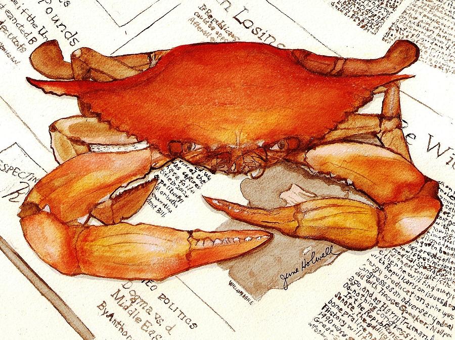 New Orleans Painting - Boiled Crab by June Holwell