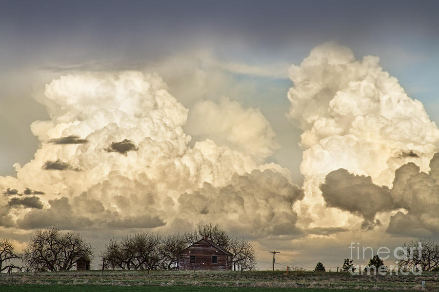 Boiling Thunderstorm Clouds And The Little House On The Prairie Photograph