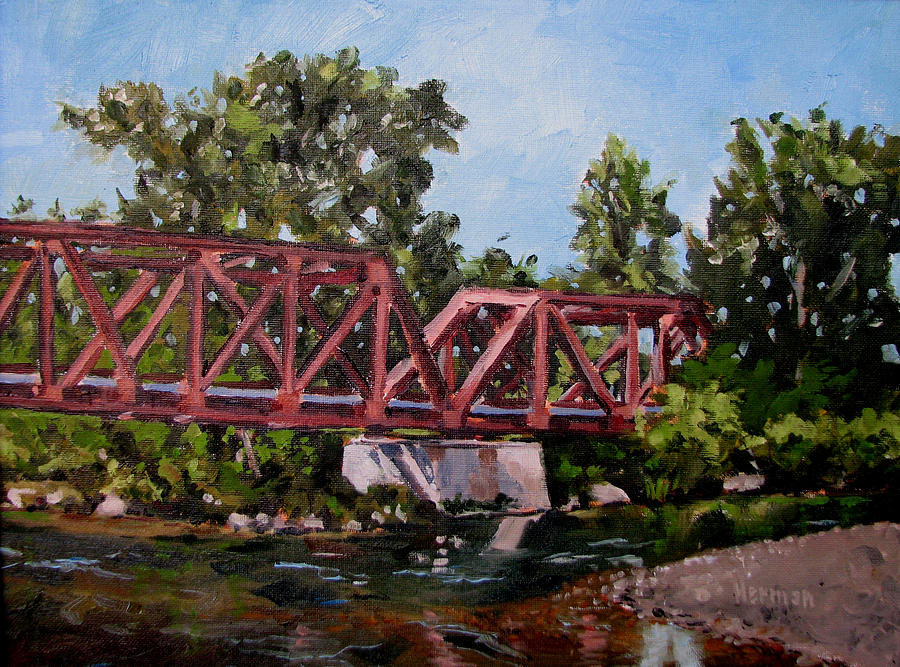 Boise Greenbelt 1923 Bridge Painting by Les Herman