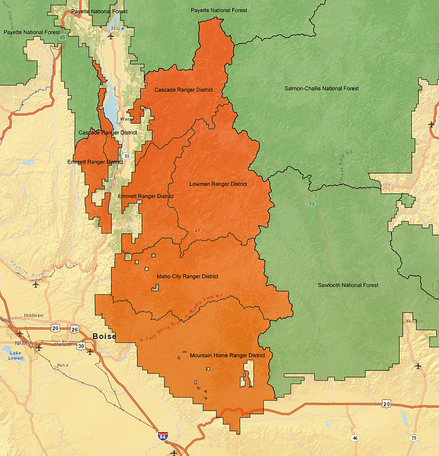 Boise National Forest Map Photograph by Mountain Dreams - Pixels