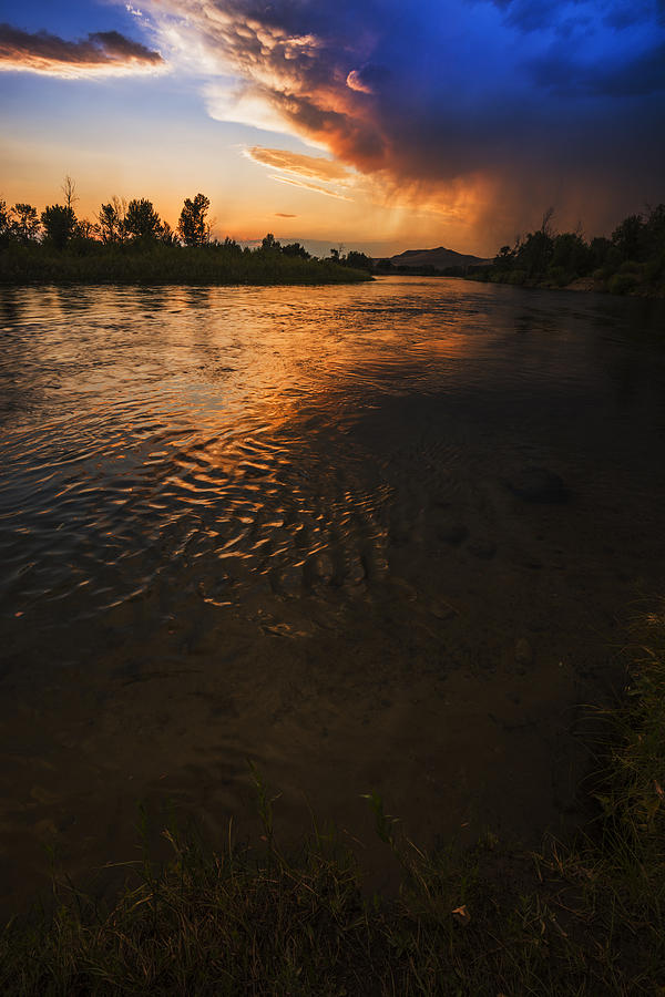 Boise River Dramatic Sunset Photograph by Vishwanath Bhat