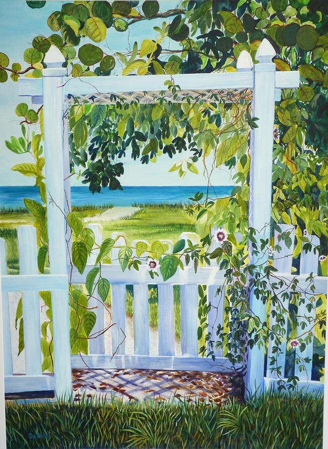 Bokeelia Behind the White Picket Fence Painting by Susan Duda