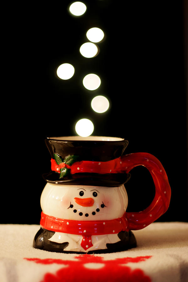 Bokeh Fun with Snowman Mug Photograph by Barbara West