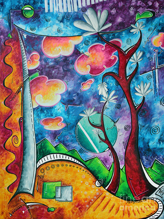 Tree Painting - Bold Colorful Whimsical Original PoP Art Painting Landscape Art by Megan Duncanson by Megan Aroon