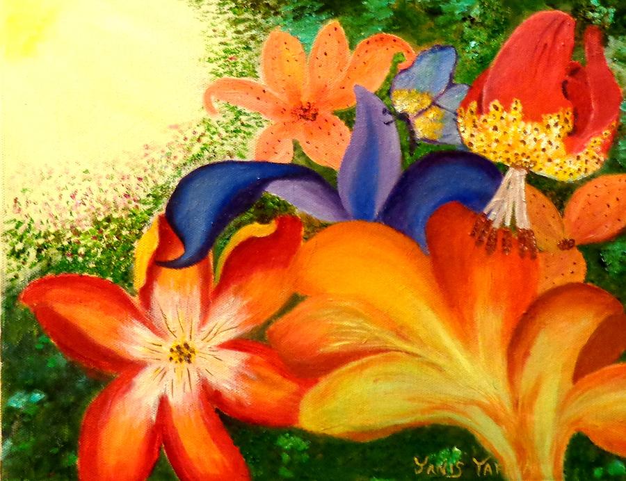 Flower Painting - Bold Colors by Janis  Tafoya