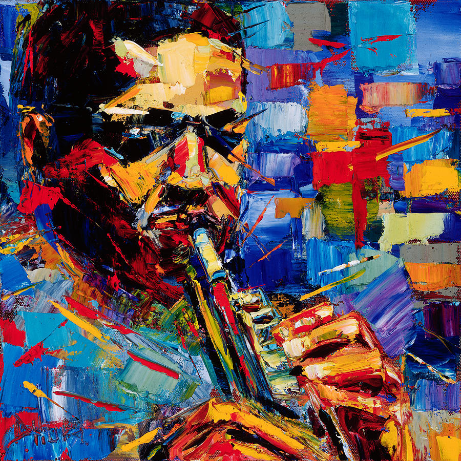Bold John Coltrane Painting by Debra Hurd