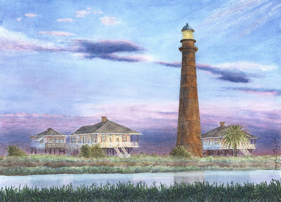 Lighthouse Painting - Bolivar Light by Carolyn English
