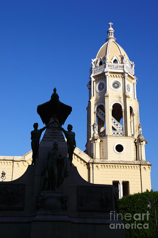Bolivar Monument and San Francisco Church Panama City Photograph by James Brunker