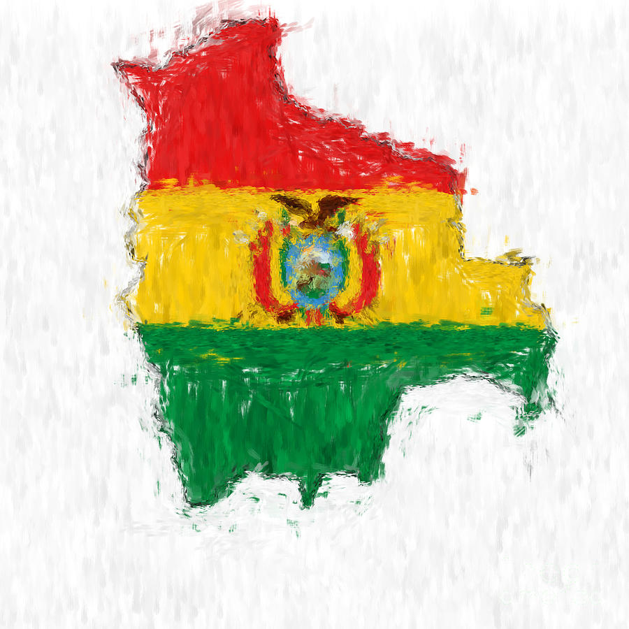 Bolivia Painted Flag Map Painting by Antony McAulay