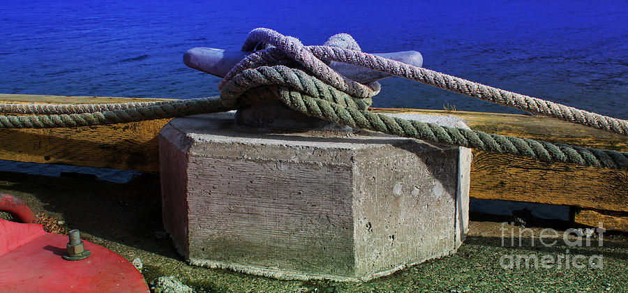 Rope Photograph - Bollard by Barbara A Griffin