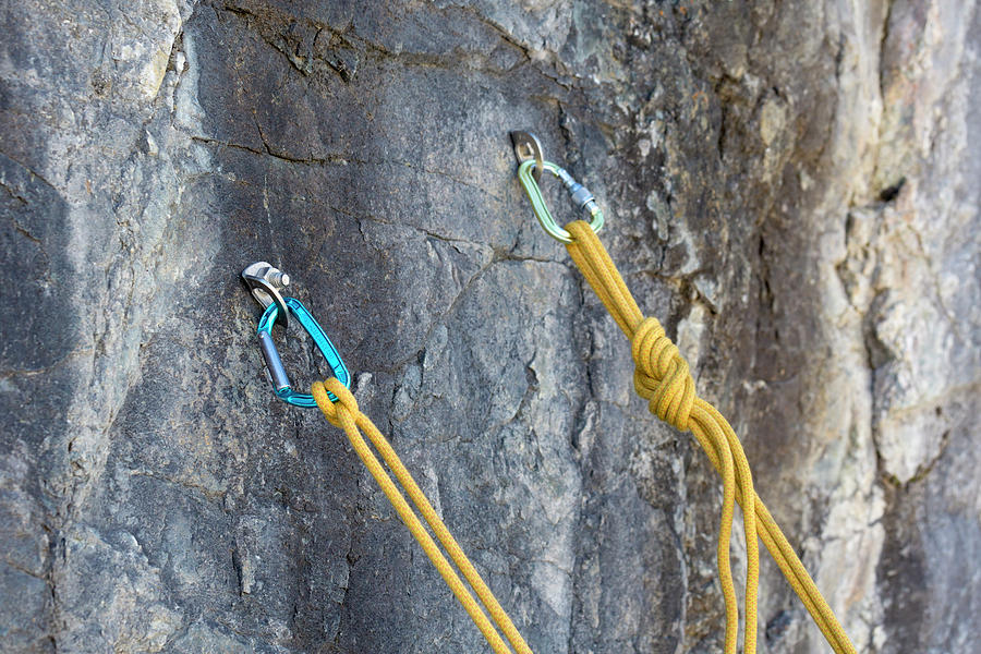 Bolted Belay For Rock Climbing Photograph by Jim West/science Photo Library