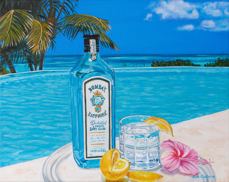Bombay Gin by the Pool Painting by Liz Zahara