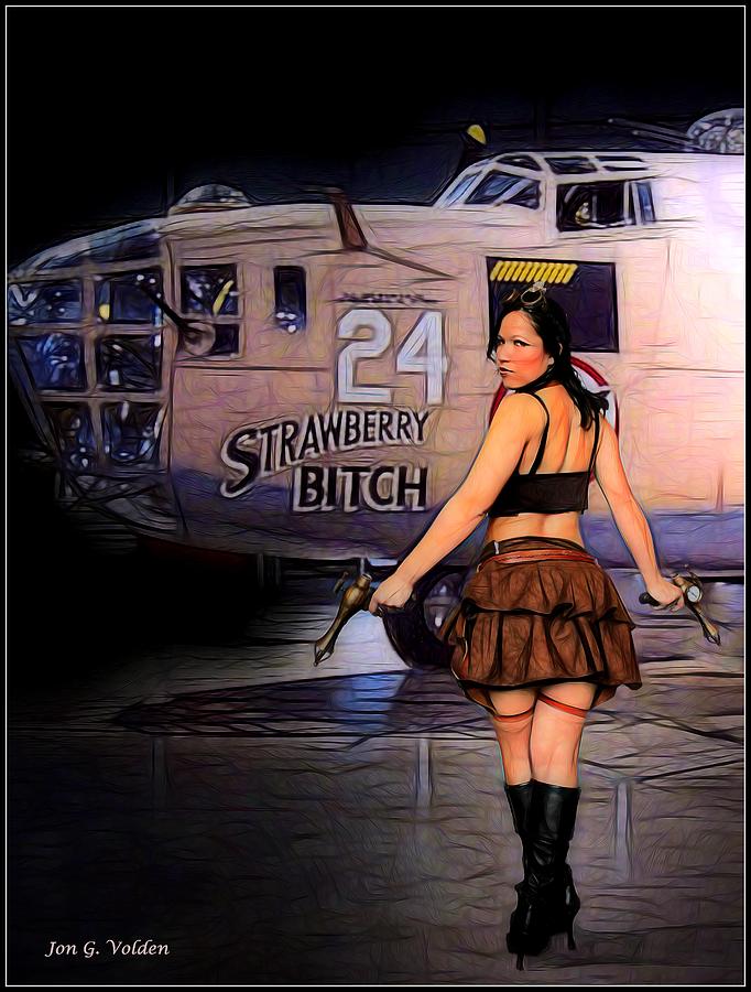 Bomber Babe Painting by Jon Volden