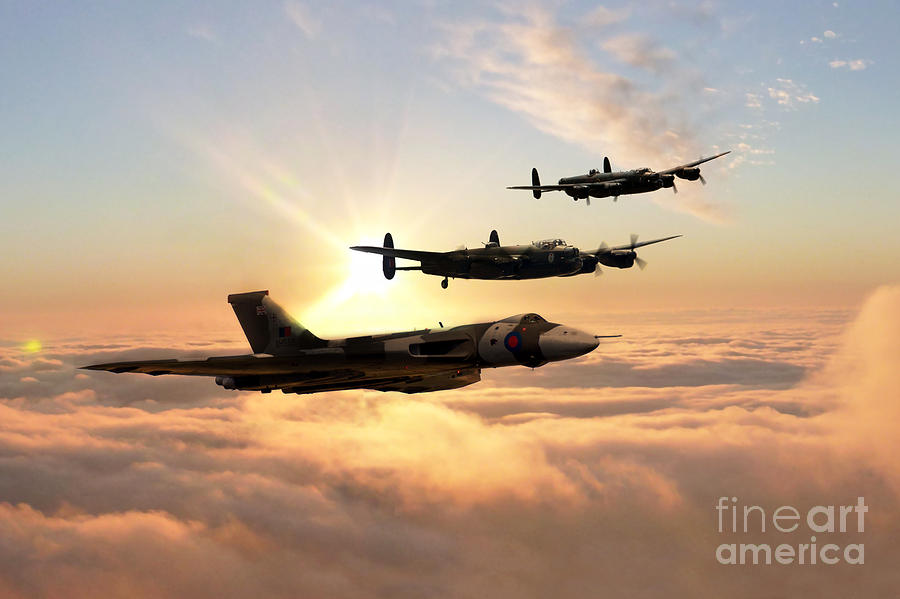 Avro Digital Art - Bombers Unite by Airpower Art
