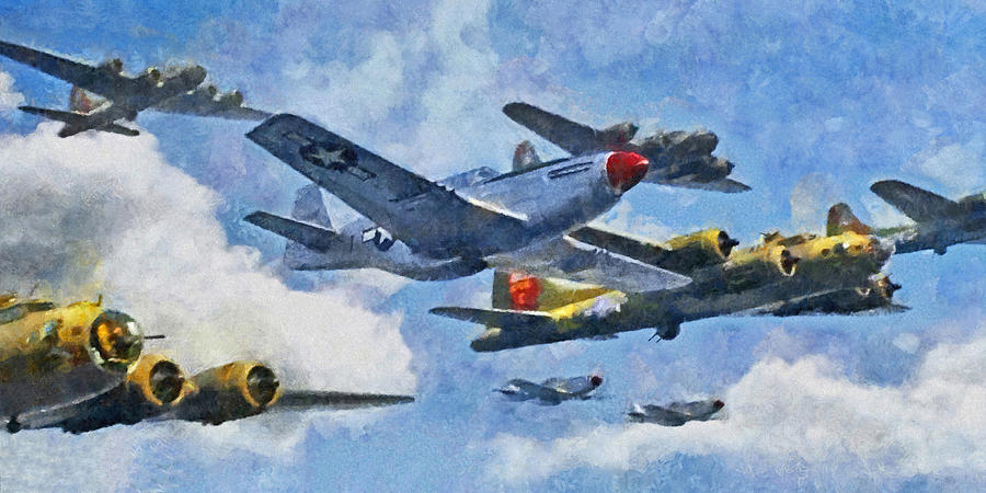 Bombing Mission with a Fighter Escort Digital Art by Digital Photographic Arts