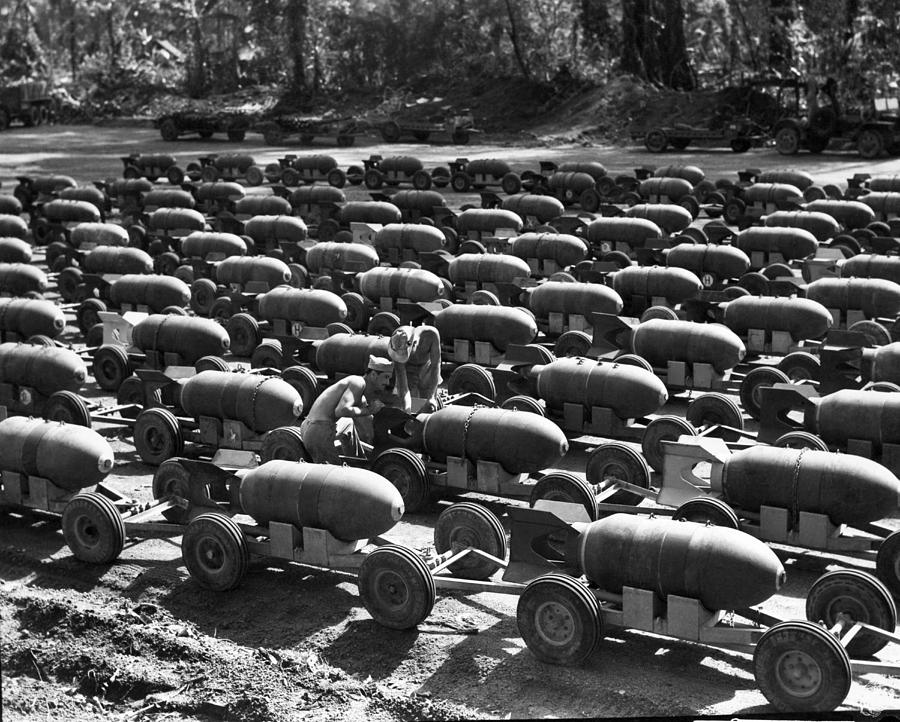 Bombs At Bougainville Island Photograph by Underwood Archives
